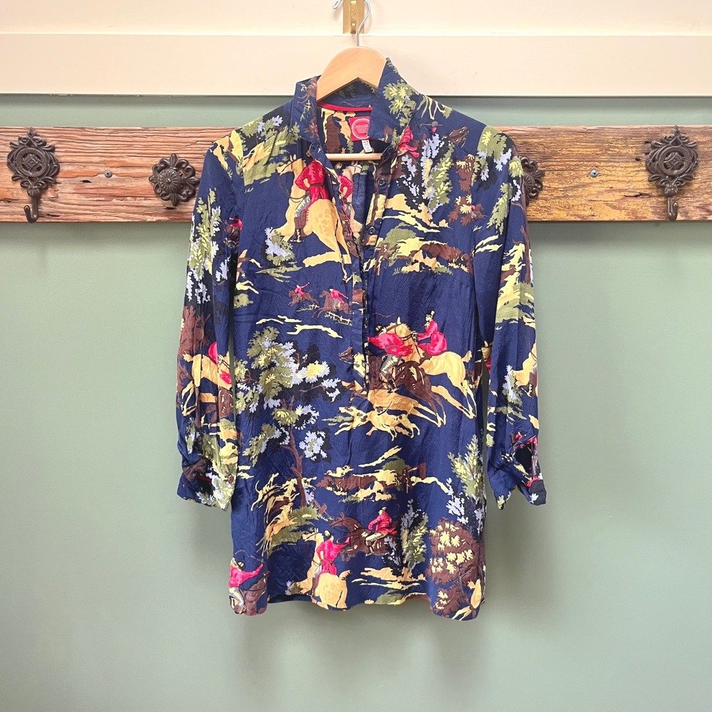 Joules Cassandra Horse and Hound Equestrian Blouse Tunic Navy Blue US 6 UK‎ 10